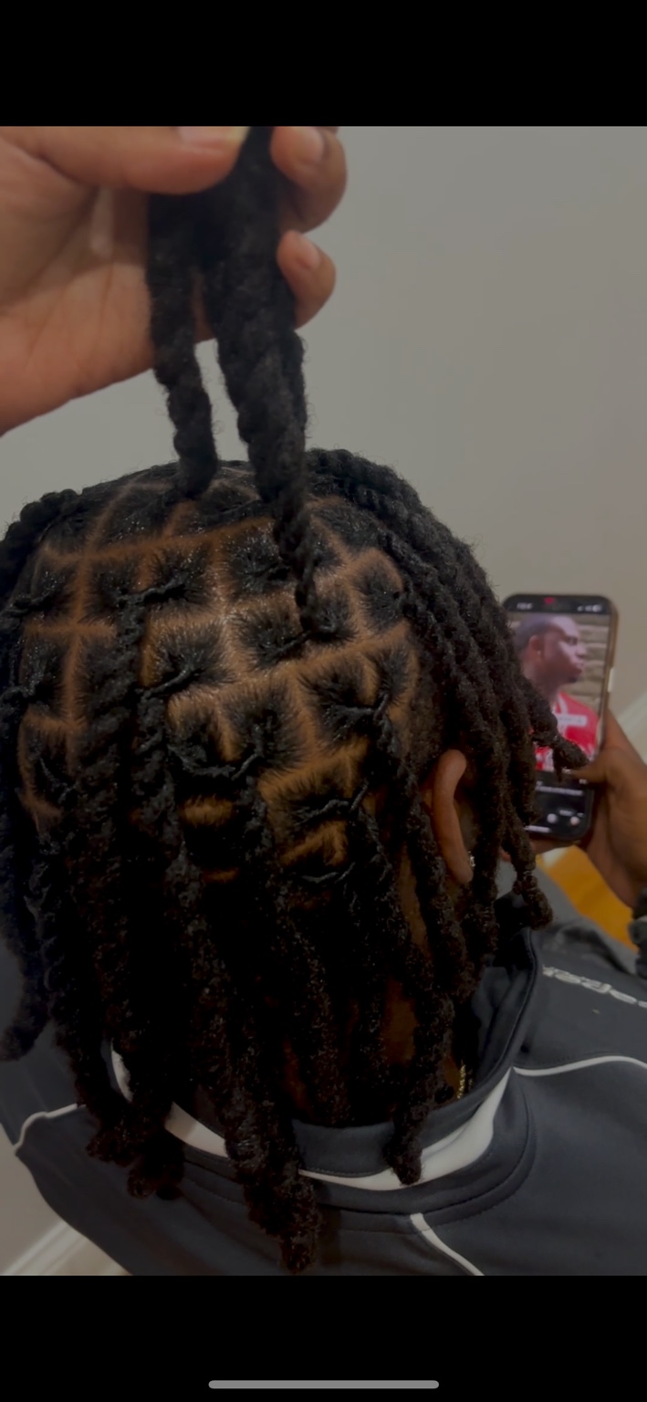 Close-up of lifted finished twist style